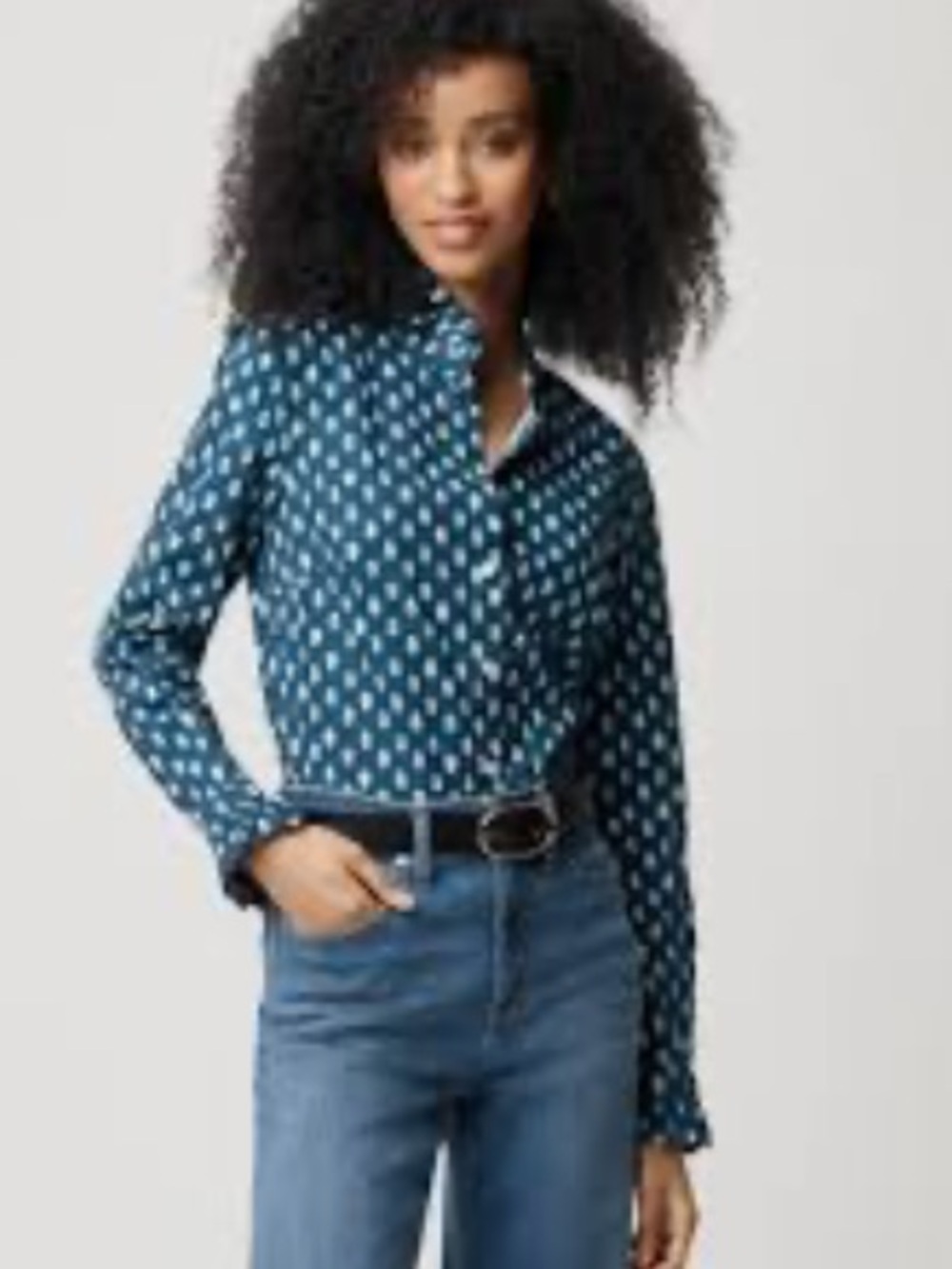 NWT J. Crew Striped Ruffle-Trim Button-Down Shirt